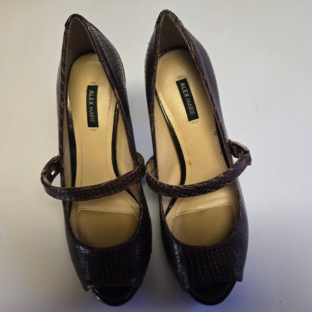 Alex Marie Brown Open Toe Heels, 6.5